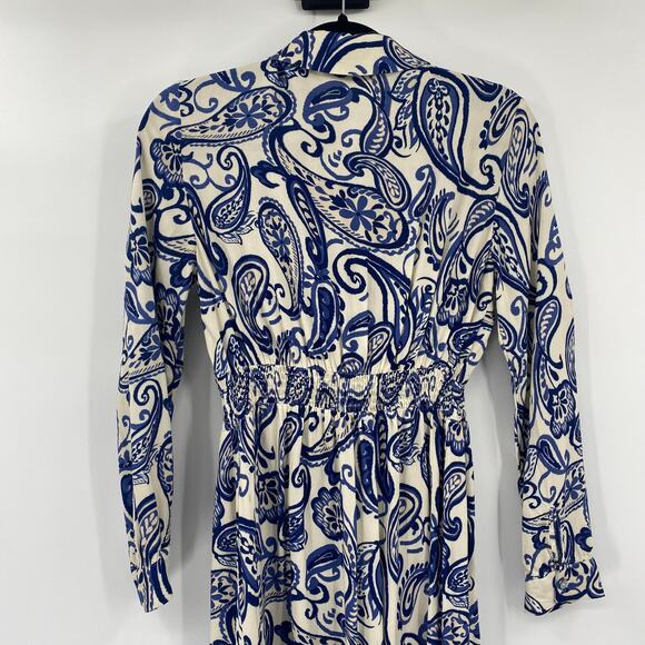 Zara Navy and Cream Paisley Maxi Dress - Picture 6 of 10